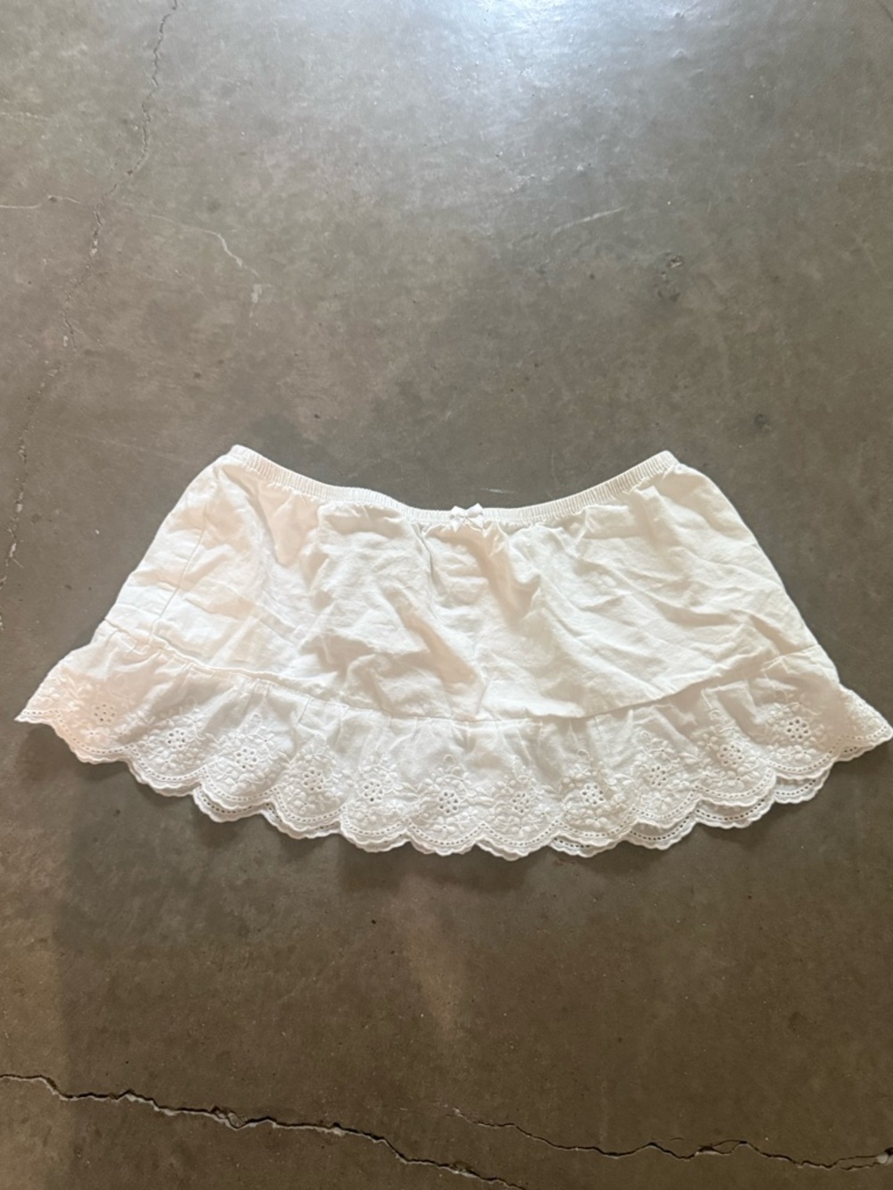 White Eyelet Ruffle Mini Skirt